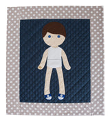 Shipped Hard Copy Pattern - Paper Doll Blanket Quilt Pattern - Boy