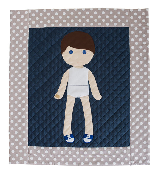 Shipped Hard Copy Pattern - Paper Doll Blanket Quilt Pattern - Boy