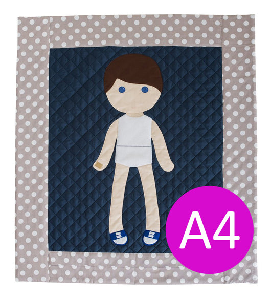A4 Europe/Australia Digital Pattern PDF Download - Paper Doll Blanket Quilt Pattern - Boy